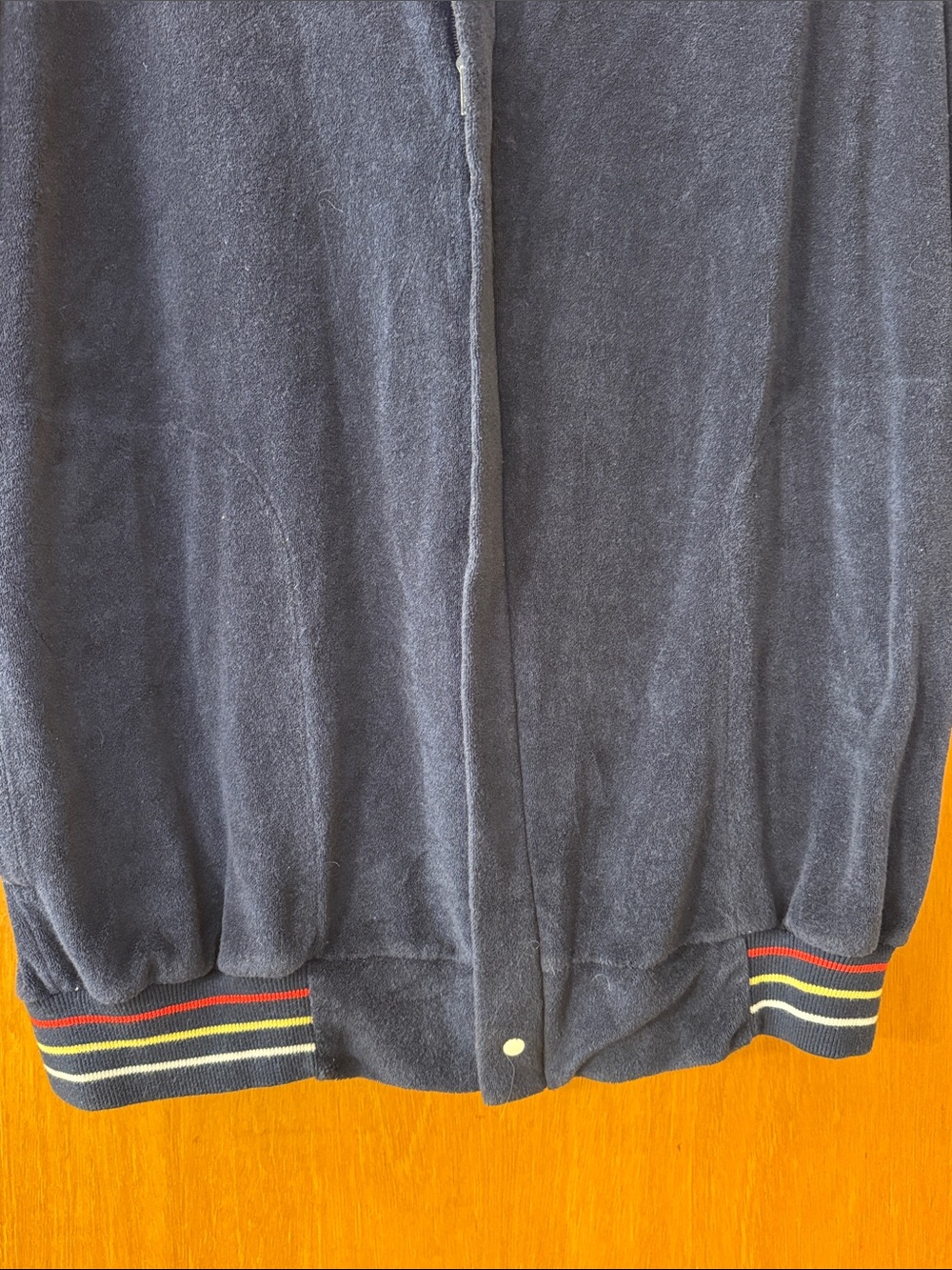 Christian Dior Navy Terry Short-Sleeve Zip-Up Sweater Jacket with Striped Trim - Picture 7 of 10